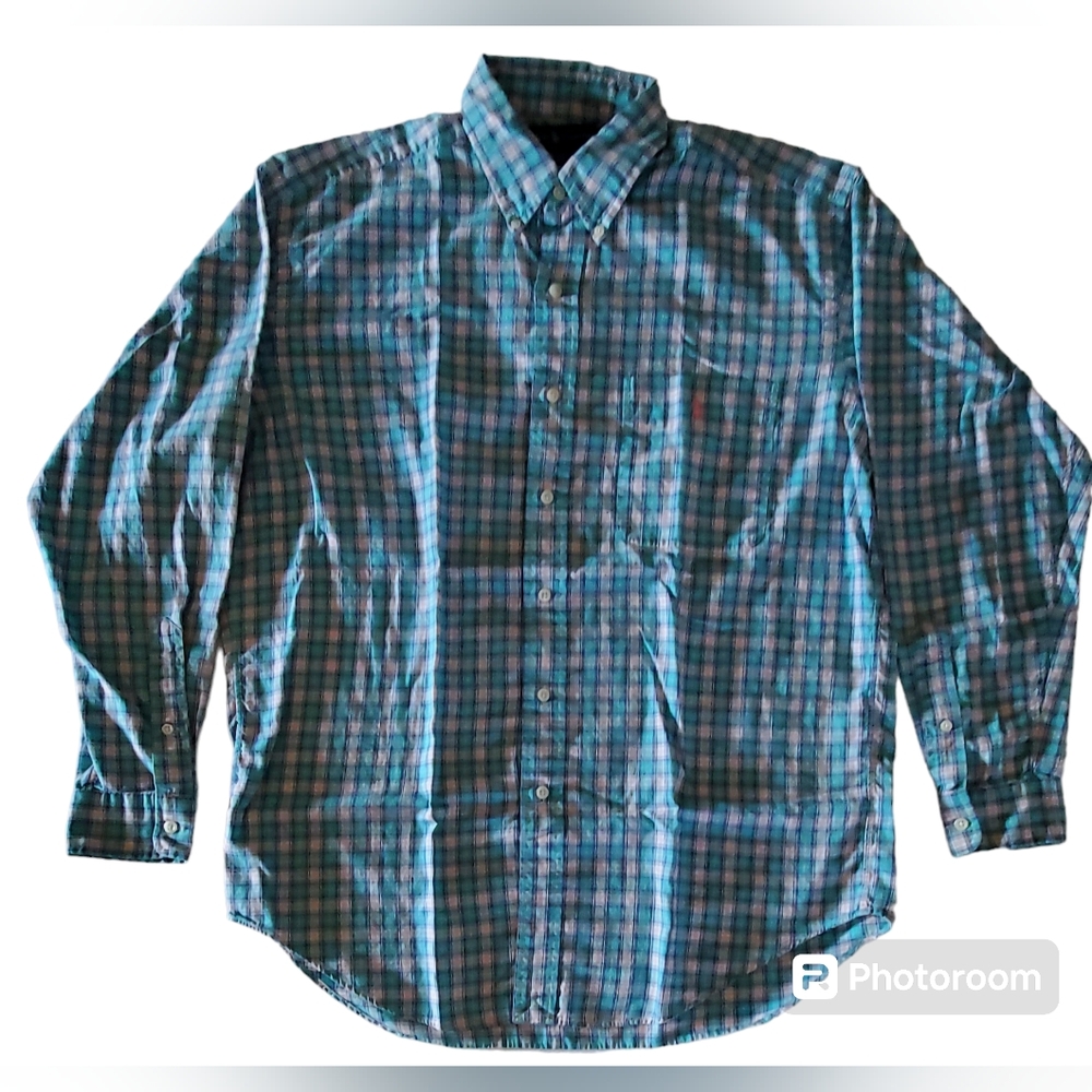 Ralph Lauren Shirt Mens Blake Size Medium Cotton Plaid Pink Pony "Cotton Candy"